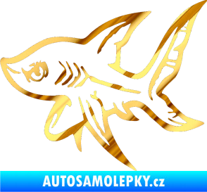 Samolepka Žralok 001 levá chrom fólie zlatá zrcadlová