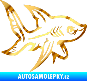 Samolepka Žralok 001 pravá chrom fólie zlatá zrcadlová