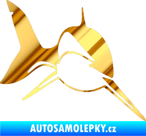 Samolepka Žralok 004 pravá chrom fólie zlatá zrcadlová