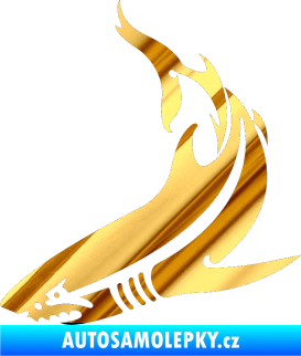 Samolepka Žralok 005 levá chrom fólie zlatá zrcadlová