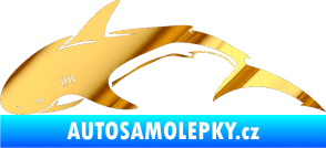Samolepka Žralok 007 levá chrom fólie zlatá zrcadlová