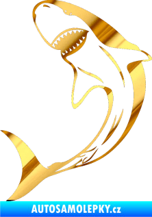 Samolepka Žralok 010 levá chrom fólie zlatá zrcadlová