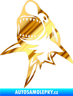 Samolepka Žralok 011 levá chrom fólie zlatá zrcadlová