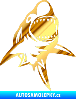 Samolepka Žralok 011 pravá chrom fólie zlatá zrcadlová