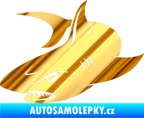 Samolepka Žralok 012 levá chrom fólie zlatá zrcadlová