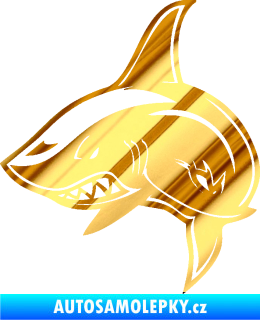 Samolepka Žralok 013 levá chrom fólie zlatá zrcadlová