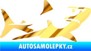 Samolepka Žralok 015 pravá chrom fólie zlatá zrcadlová