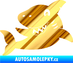 Samolepka Žralok 019 levá chrom fólie zlatá zrcadlová