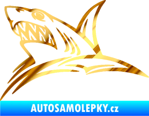 Samolepka Žralok 020 levá v moři chrom fólie zlatá zrcadlová