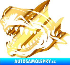 Samolepka Žralok 021 levá chrom fólie zlatá zrcadlová