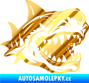 Samolepka Žralok 021 pravá chrom fólie zlatá zrcadlová