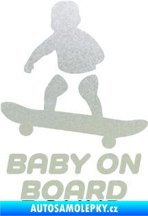 Samolepka Baby on board 008 levá skateboard pískované sklo