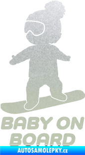 Samolepka Baby on board 009 levá snowboard pískované sklo