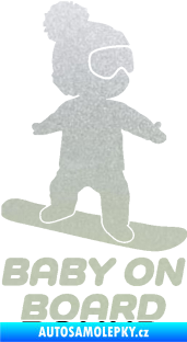Samolepka Baby on board 009 pravá snowboard pískované sklo