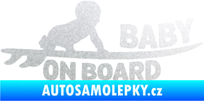 Samolepka Baby on board 010 pravá surfing pískované sklo
