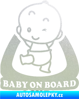 Samolepka Baby on board 011 levá s nápisem pískované sklo