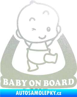 Samolepka Baby on board 011 pravá s nápisem pískované sklo