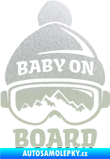Samolepka Baby on board 012 pravá na horách pískované sklo