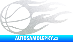 Samolepka Basketbalový míč 003 levá v plamenech  pískované sklo