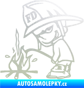 Samolepka Boy čůrá 004 hasič levá pískované sklo