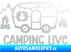 Samolepka Camping live 001 levá cestování v karavanu pískované sklo
