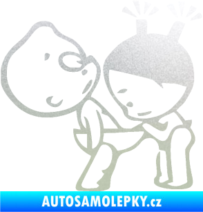 Samolepka Děti kuk do kalhot pravá pískované sklo