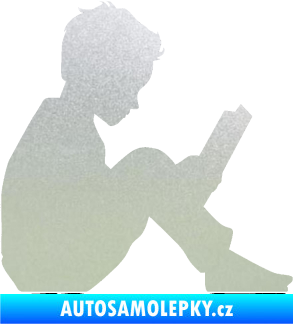 Samolepka Děti silueta 002 pravá chlapec s knížkou pískované sklo
