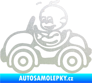 Samolepka Dítě v autě 041 levá chlapeček v autíčku pískované sklo