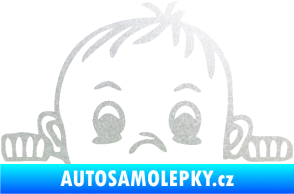Samolepka Dítě v autě 045 pravá chlapeček hlavička pískované sklo