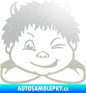 Samolepka Dítě v autě 055 levá kluk čertík pískované sklo