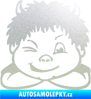 Samolepka Dítě v autě 055 pravá kluk čertík pískované sklo