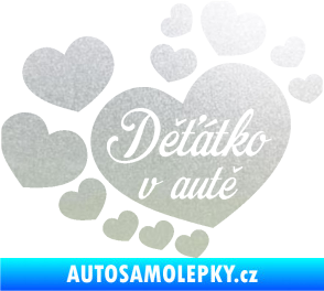 Samolepka Dítě v autě 092 nápis děťátko v autě se srdíčky pískované sklo
