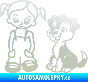 Samolepka Dítě v autě 099 levá holčička a pes pískované sklo