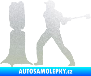 Samolepka Dřevorubec 005 levá sekat kmen pískované sklo