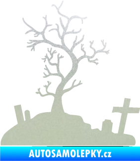 Samolepka Halloween 019 levá hřbitov pískované sklo