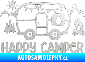 Samolepka Happy camper 002 pravá kempování s karavanem pískované sklo