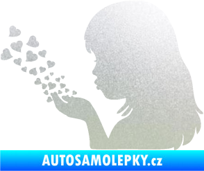 Samolepka Holčička se srdíčky levá pískované sklo