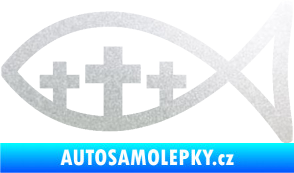 Samolepka Jesus rybička 005 tři kříže křesťanský symbol pískované sklo