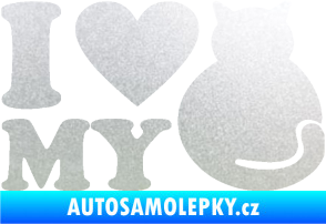 Samolepka Kočka 033 I love my cat pískované sklo