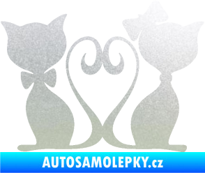 Samolepka Kočky love 002 levá spletené ocásky pískované sklo