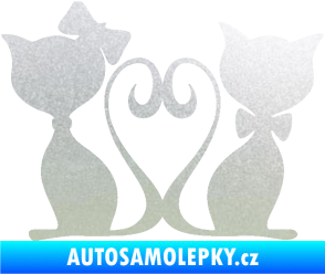 Samolepka Kočky love 002 pravá spletené ocásky pískované sklo