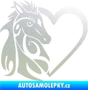 Samolepka Koník love 001 levá hříbátko v srdíčku pískované sklo