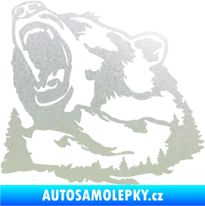 Samolepka Krajina hory 032 levá les s medvědem pískované sklo