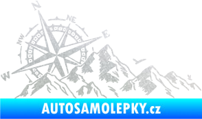 Samolepka Krajina hory 043 levá s kompasem pískované sklo