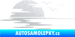 Samolepka Krajina moře 003 levá západ slunce odraz na hladině pískované sklo