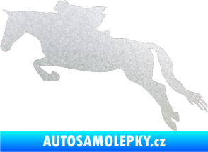 Samolepka Kůň 015 levá skok s jezdcem pískované sklo