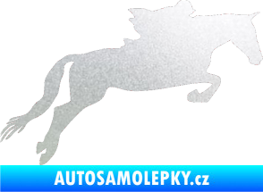 Samolepka Kůň 015 pravá skok s jezdcem pískované sklo