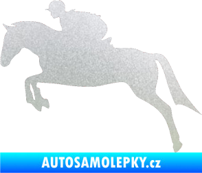 Samolepka Kůň 020 levá skok s jezdcem pískované sklo