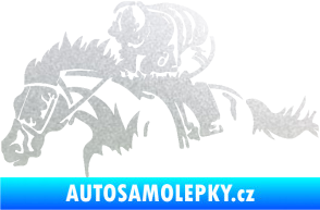Samolepka Kůň 075 levá závod s jezdcem, dostihy pískované sklo