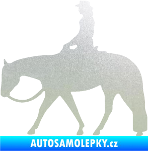 Samolepka Kůň 082 levá kovbojka na koni pískované sklo